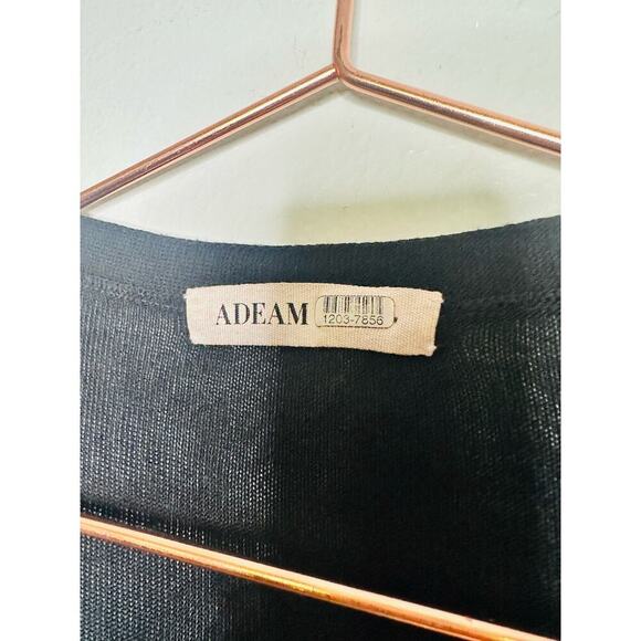 ADEAM Black Long Sleeve V-Neckline Hidden Button Front Shift Dress Size Large - Picture 6 of 8